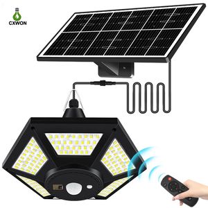 Solar Garden Lights Dual head Solar Powered Shed Light indoor outdoor waterproof 1000lm With remote for Chicken Coop Gazebo Storage