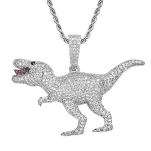 Colares pendentes Claw de hip hop cenário cz pedra bling gelo pingentes de dinossauros para homens jóias de jóias pingentes pendente