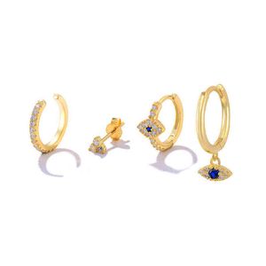Canner PCSSet Steling Silver Zircon Eye Round Hoop Earrings for Women Piercing Cartilage Earings Jewelry Pendientes Mujer J220613