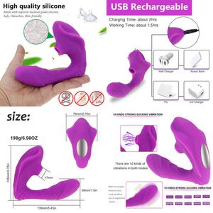 Nxy Vibrators Clitoral Sucking g Spot Dildo with 10 Powerful Modes Clit Sucker Oral Sex Toys for Women and Couples 2 in 1 220505