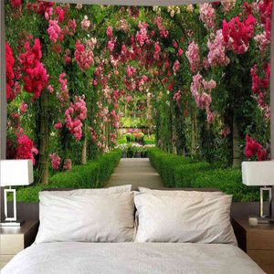 Tapestry Curved Flower Path Tappeto per camera da letto Appeso a parete per piante Grande economico H