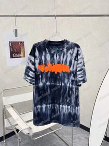 xinxinbuy メンズ レディース デザイナー Tシャツ Tシャツ タイダイ グラフィティレタープリント コットン 半袖 クルーネック ストリート ホワイト ブラック XS-L