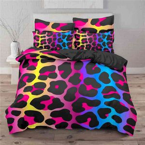 Leopard Print Duvet Cover Set King Size Africa Animal Bedding for Girls Boys Children Teen Colorful Twin Quilt