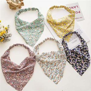 Hair Accessories Vintage Floral Print Scrunchies Scarf Women Headband Triangle Bandanas Hairband Without Clips Elastic Bands Small