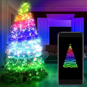 Strängar USB LED Color String Light Smart Garland Bluetooth App Control Lamp Christmas Tree Decor Year Lighting D8LED