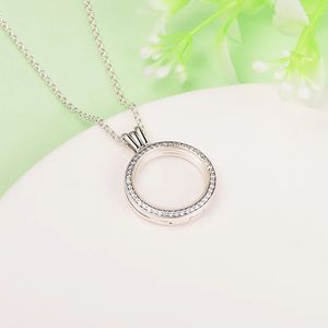 Sparkling Floating Locket Pendant Necklace 925 Sterling Silver Medium Necklaces for Women DIY Petite Charms Jewelry Making 396484CZ