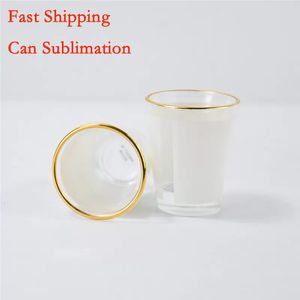 Blank Sublimation Shot Glasses Tumblers 1.5oz White Patch Heat Thermal Transfer Dye Craft Tequila Blank Frosted Wine Cups