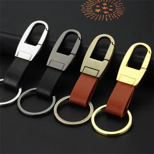 Mäns enkla midja Buckle Leather Business Keychain Car Key Holder Classic Key Ring Accessories Gift for Man