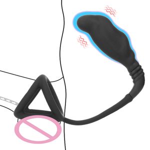 Strapon Penis Cockring Anal Plug Vibrator For Men Prostate Massager Male Masturbator sexy Toys Couples Women Butt Dilator Erotic