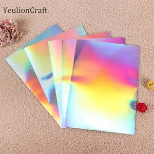 Chzimade 10st/Lot A4 Inkjet Print Printing Paper Hologram Sliver Color Adhesive Paper Sticker Crafts 201009