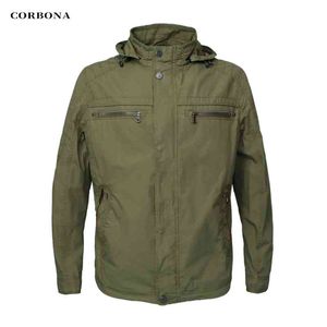 Corbona 2022 novos homens jaqueta superdimizados força exército moda ao ar livre multi bolsos à prova de vento windbreaker casaco marinho azul verde parka