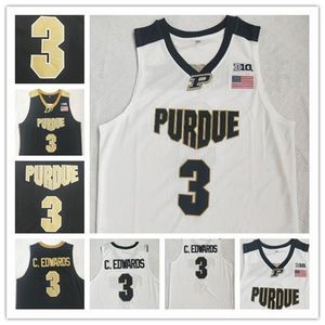 Nikivip Carsen Edwards Basketball Jersey Purdue Boilermaker #3 C.edwards Eblack White Stitched NCAA College baskettröjor Retro White Black