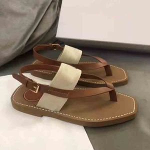 Women outdoor sandal flats shoes flip flop ankle strap sandals Black Woody slipper flat 34-42 with box