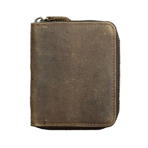 Plånböcker Korta arrangör Plånbok man med dragkedja runt äkta läder manlig myntväska galna hästkorthållare för pojkar vintagewallets