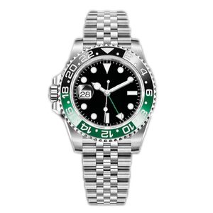 Heren horloge sprite hoogwaardige linker bocht groene zwarte cirkel automatisch mm roestvrijstalen riem stralende waterdichte horloges