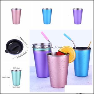 Mugs Drinkware Kitchen Dining Bar Home Garden Wholesale 5 Colors Beer Tea Juice Milk Stainless Steel Coffee Drink Tumbler Ou Dhtrv