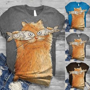 Kadın T-shirt Artı Boyutu Bluz Kadınlar Kısa Kollu 3D Hayvan Baskılı O-Boyun Bayanlar Tee Blusas Mujer De Moda Tops 2022 Kırpma Üst