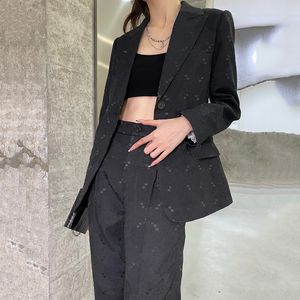 High Grade Blazers Pants Full Letters Print Blazer Coat Black Formal Designer Blazers Suits Set Long Trousers