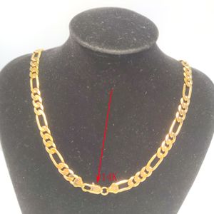 14k Italian Figaro Link Chain Necklace Stamp Solid Fine Gold GF 24" 8mm