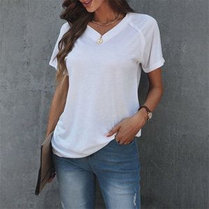 Summer Women Fashion Thirts Casual Thirts Summer Tops Tops V Neck Solid Tee-Shirts Plus size 5xl3 xloversize t-shirt 210716