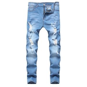 Männer Jeans Jogginghose Sexy Loch Hosen Casual Male Zerrissene Dünne Hosen Slim Biker Outwears