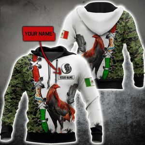 Dark Plstar 3D Tryckt Mexico Rooster Custom Name Art Harajuku Streetwear Pullover Casual Unisex Hoodies Sweatshirt Zip 220704