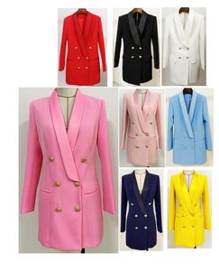 Kvinnors kostymer och kavajer Högkvalitativ kostym för kvinnor 8 färger för alternativ Lång lång design blazer med knappar upp stora storlekar s-2xl-2