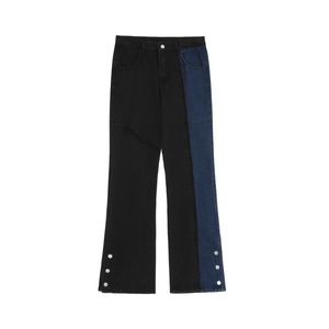 Erkek Kot Erkekler Streetwear Siyah Mavi Patchwork Vintage Baggy Pantolon Kadın Büyük Boy Pantolon Rahat Mikro Flared Hip Hop