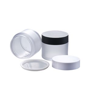 50g Buzlu Pet Plastik Kavanozlar Dudak Balsamı Çamur Maskesi için Beyaz/Siyah Kapaklı Kozmetik Krem Kavanoz