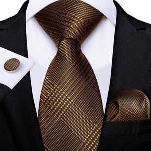 Bow Ties Luxury Houndstooth Black Gold Gray Silver Silk For Men Business Wedding Men's Neck Tie Set Handkerchief Cufflinks Gift