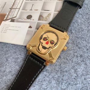 Wholesale different watches for sale - Group buy Fashion B R Skull Watch with Leather Strap Quart Battery Alloy Watches Different Models BR081901253h