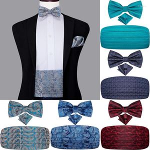 Ремни Hi-Tie Vintage CummerBunds Belt For Men Complect Limedo Fashion Floral Paisley Gentleman Brouser Elastic Silk Top Cafficebelts FORB22