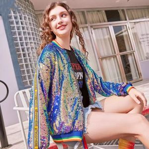 WT-030 Kurtki damskie projektant marki wiosny 2022 NOWOŚĆ Casual Loose Baseball Jacket Carzy cekiny