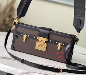 Realfine Bags 5A M46120 27cm Petite Malle East West Shoulder Handbags Purses For Women with Dust bag Box Bronze Hardware