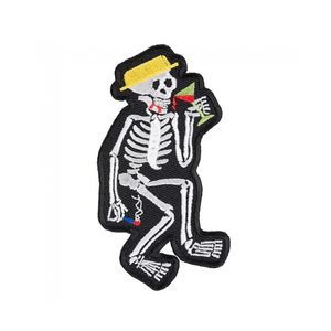 Drinking Martini Skeleton Embroidered Patches Sewing Notions Iron On For Clothing Shirt Jacket Custom Patch