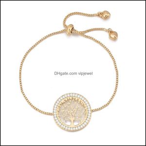 Wholesale tree life bracelet gold resale online - Charm Bracelets Jewelry Tree Of Life Crystal Rose Gold Adjustable For Women Gifts Bijoux Collier Drop X0706 Drop Delivery Scnb6