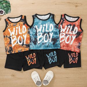 Summer Fashion Boys Gilet And Shorts 2PC Set Cool Cartoon Boy Boy Boy Printing Abbigliamento Set Sport Set sportivi in ​​vendita