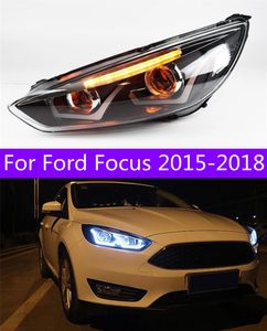 1 Pair Auto Car Head Light Parts For Ford Focus 20 15-20 18 Modified LED Lamps Headlights Replacement DRL Dual Beam Lens Lights