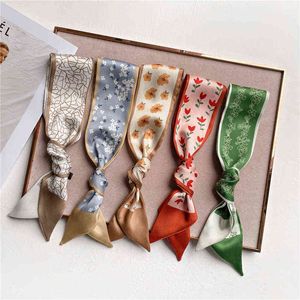 Wholesale scarf neck tie for ladies for sale - Group buy 3PC Luxury Brand Hair Ribbon Satin Silk Scarf for Women Band Fashion Headband Neck Tie Ladies Headscarf Accessories Y220516