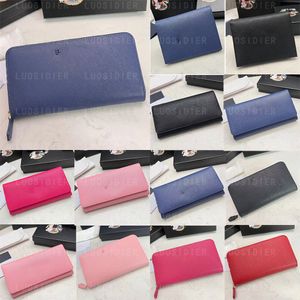 Triangle Logo Small Saffiano Leather Wallet Large purse Luxury Designer Pouch Genuine practical pockets coins cards Painted metal