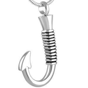 Pendant Necklaces Fish Hook Urn Necklace For Ashes - Cremation Fishing Men's Ash Memorial Keepsake Jewelry Free Filling KitPendant Neckl