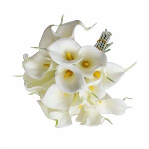 Flores decorativas grinaldas de 35 cm de toque real Pu Calla Lily Artificial Flower 10pcs/lote LATEX para decoração de casamento FALSO DO FLORES DO FLORES WR