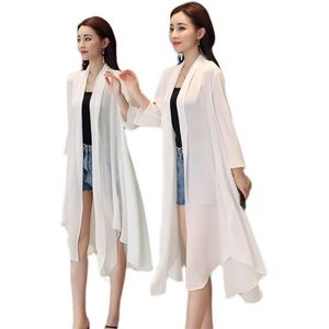 Roupas femininas femininas verão seção fina longa proteção solar roupas manga comprida xale chiffon cardigan tendência casaco b19 220815