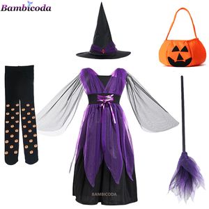 Special Occasions Kids Halloween Clothes Children Birthday Carnival Fancy Party Disguise Pumpkin Candy Bag Costume Witch Dress Up 220826