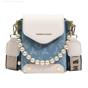 Летняя дизайнерская сумка на плечах новая модная жемчужная сумочка женские сумки мини -печать мобильный телефон Crossbody Bag Y220808
