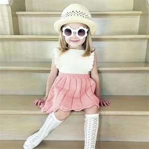Baby Girl Dress Cotton Blend Neonate Toddler Princess Knit senza maniche Infant Party Wedding Sundress nato Dress LJ201221