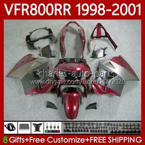 OEM BODY DO HONDA VFR 800RR 800 CC RR INCCECOR 1998-2001 128NO.162 VFR-800 VFR800 RR VFR800RR 98 99 00 01 800CC VFR800R 1998 1999 2000 2001 2001 Kit worywczy Czerwony szary