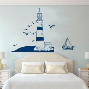 Adesivi murali Faro Uccello Oceano Mare Adesivo Art Design Poster Murale Soggiorno Camera da letto Decalcomanie Decor Moderno LY1395