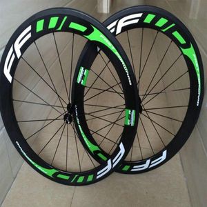 Wholesale decals bike wheels for sale - Group buy 5 days delivery FFWD f6r mm full carbon road bike wheels white green decal clincher C V brake chinese bicycle carbon wheels254L