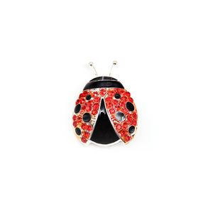 20 Pcs/Lot Custom Cute Animal Brooch Fashion Red Rhinestone Ladybug Ladybird Pin For Women Decoration Gift